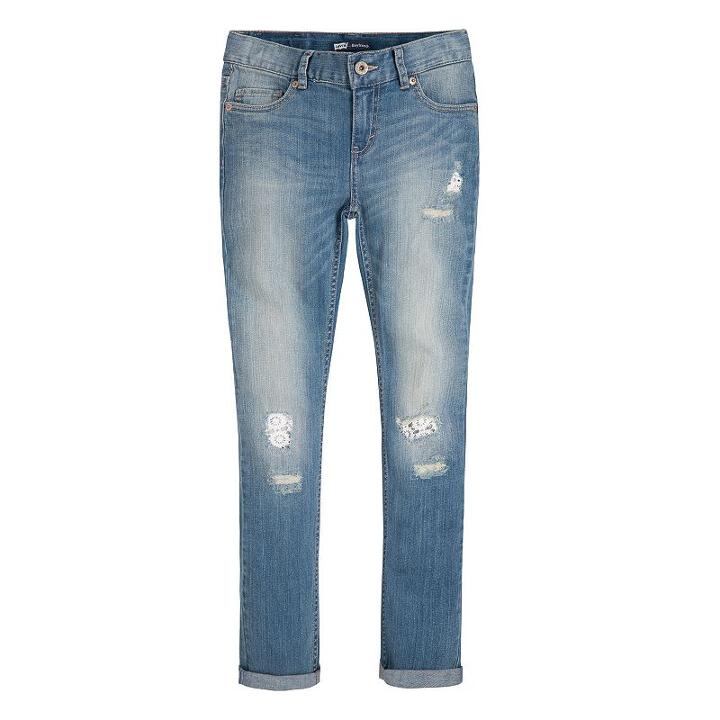 Girls 7-16 Levi's Destructed Boyfriend Skinny Jeans, Girl's, Size: 10, Med Blue