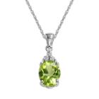 10k White Gold Peridot And Diamond Accent Pendant, Women's, Size: 18, Green