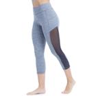 Women's Balance Collection Ivy Mesh Panel Capri Leggings, Size: Large, Black Space Dye