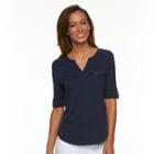 Women's Croft & Barrow&reg; Pocket Roll-tab Tee, Size: Xxl, Blue