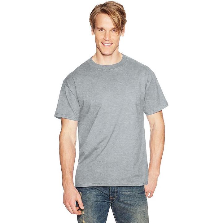 Men's Hanes Beefy Crewneck Tee, Size: Small, Light Grey