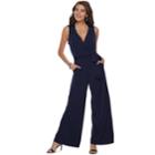 Women's Nina Leonard Wide-leg Jumpsuit, Size: Xl, Blue (navy)