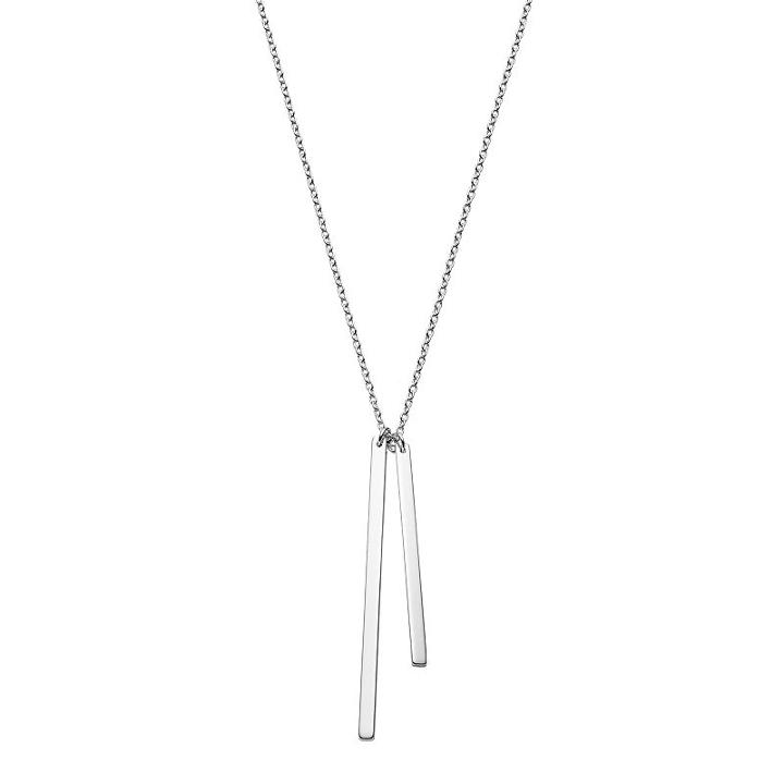 Sterling Silver Double Stick Pendant Necklace, Women's, Size: 18, Grey