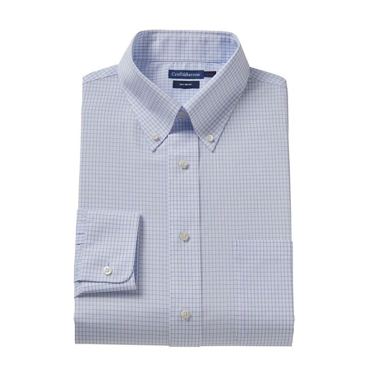 Croft & Barrow&reg; Fitted Grid No-iron Dress Shirt - Men, Size: 15-34/35, White