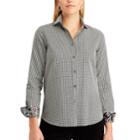 Petite Chaps Striped Button-down Shirt, Women's, Size: L Petite, Black