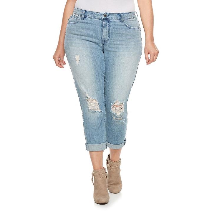Plus Size Jennifer Lopez Boyfriend Jeans, Women's, Size: 18 W, Med Blue