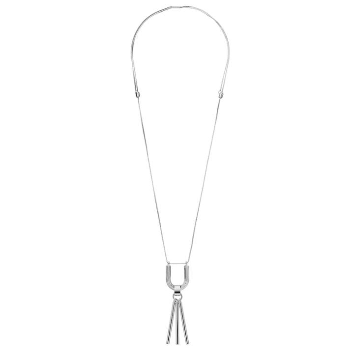 Long Stick Drop Pendant Lariat Necklace, Women's, Silver