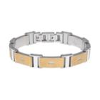 Men's Stainless Steel And Gold Ion Textured Bracelet, Size: 8.50, Multicolor