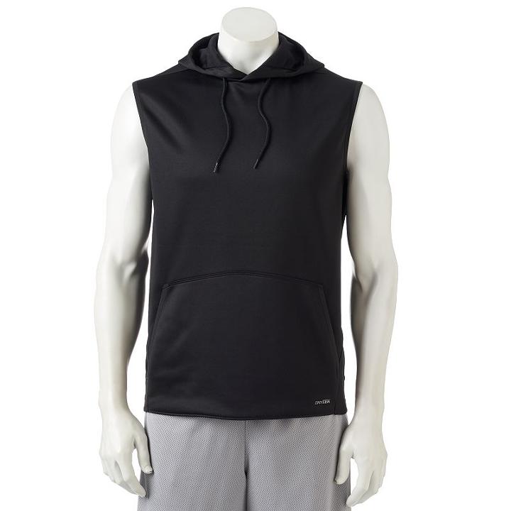 Men's Tek Gear&reg; Sleeveless Hoodie, Size: Large, Black