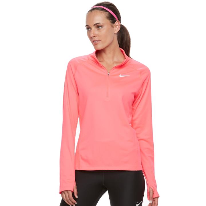 Women's Nike Dry Half-zip Running Top, Size: Xl, Med Red