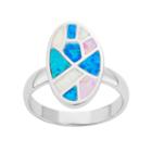 Sterling Silver Lab-created Opal Oval Ring, Women's, Size: 8, Multicolor