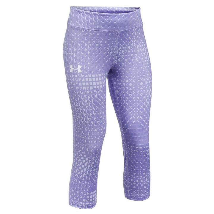 Girls 7-16 Under Armour Heatgear Printed Capri Leggings, Size: Medium, White Oth