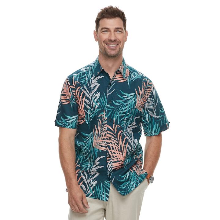 Big & Tall Havanera Linen Tropical Print Button-down Shirt, Men's, Size: 3xb, Dark Blue