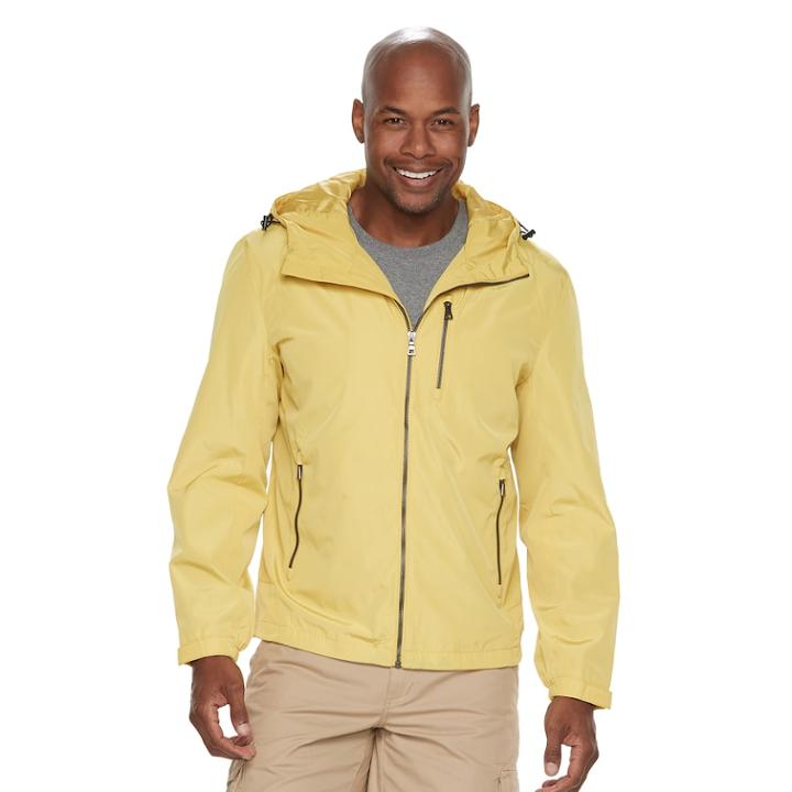 Men's F.o.g. By London Fog Hooded Hipster Jacket, Size: Large, Med Yellow