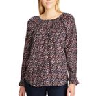 Women's Chaps Floral Top, Size: Large, Blue (navy)