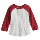 Baby Boy Jumping Beans&reg; Raglan Henley Top, Size: 12 Months, Light Grey