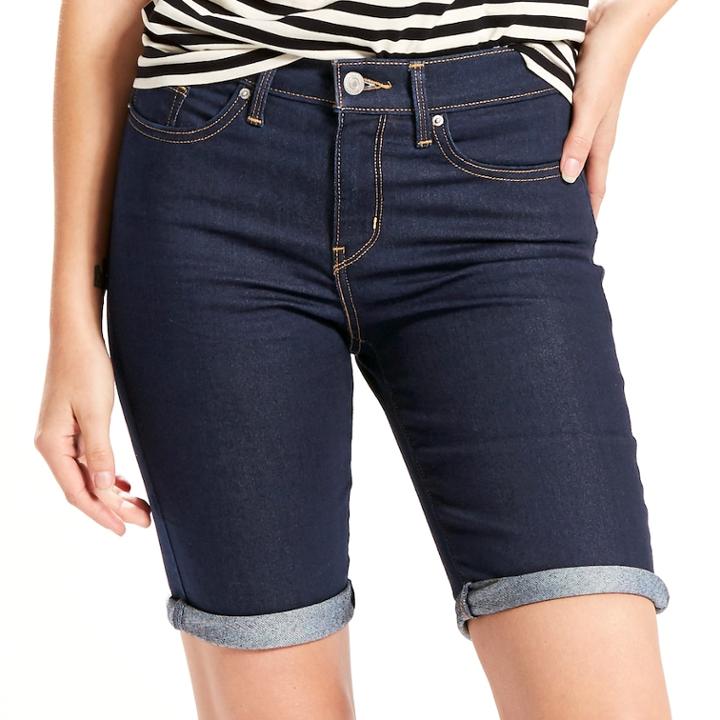 Women's Levi's&reg; Cuffed Bermuda Shorts, Size: 31(us 12)m, Dark Blue