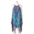 Women's Msk Scroll Halter Dress, Size: Medium, Green Oth