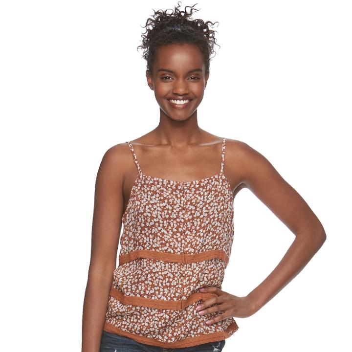 Juniors' Mudd&reg; Crochet-trim Tank, Teens, Size: Xs, Med Brown