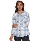 Women's Croft & Barrow&reg; Plaid Flannel Shirt, Size: Large, Blue (navy)