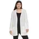 Juniors' Plus Size So&reg; Solid Boyfriend Cardigan, Teens, Size: 3xl, White Oth