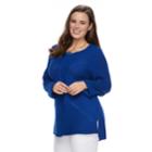 Plus Size Dana Buchman Mixed-stitch Crewneck Sweater, Women's, Size: 1xl, Brt Blue