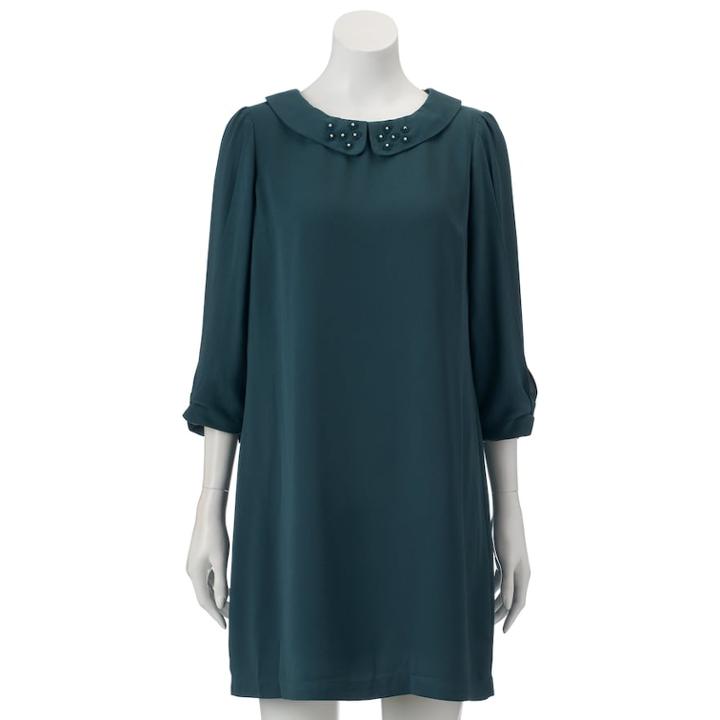 Women's Lc Lauren Conrad Beaded-collar Shift Dress, Size: Large, Green