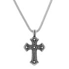 Stainless Steel Oxidized Cross Pendant Necklace, Men's, Size: 24, Silver