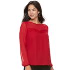 Women's Apt. 9&reg; Sheer Yoke Top, Size: Xl, Red