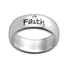 Stainless Steel Crystal Faith Inspirational Ring, Women's, Size: 8, White