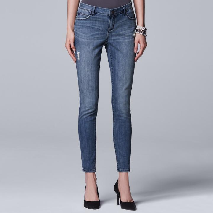 Women's Simply Vera Vera Wang Skinny Jeans, Size: 14 Long, Light Blue
