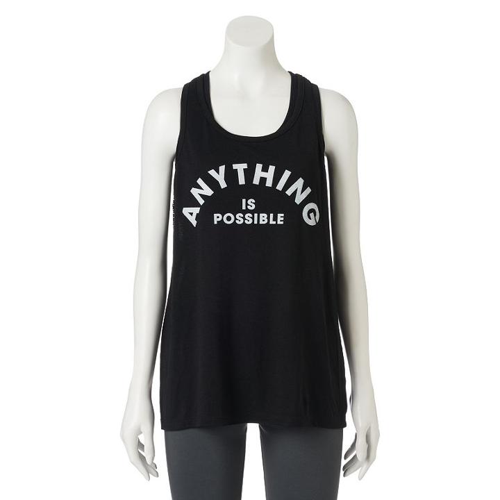 Juniors' So&reg; Mesh Graphic Racerback Tank Top, Girl's, Size: Xs, Black