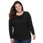 Plus Size Apt. 9&reg; Essential Long Sleeve Top, Women's, Size: 2xl, Black