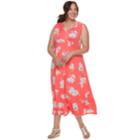 Plus Size Croft & Barrow&reg; Printed Surplice Dress, Women's, Size: 3xl, Med Pink