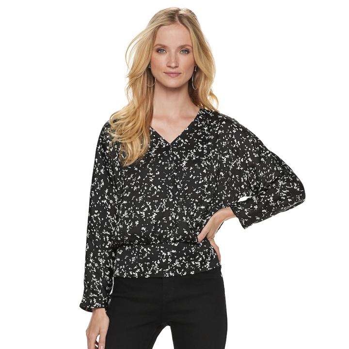 Women's Jennifer Lopez Dolman Surplice Top, Size: Large, Black