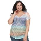 Plus Size World Unity Printed Top, Women's, Size: 3xl, Blue