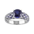 Lab-created Sapphire 10k White Gold Scalloped Ring, Women's, Size: 9, Blue