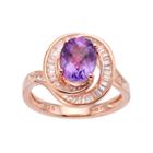 14k Rose Gold Over Silver Amethyst & Lab-created White Sapphire Swirl Ring, Women's, Size: 7, Purple