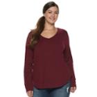 Juniors' Plus Size So&reg; Perfect V-neck Tee, Teens, Size: 1xl, Dark Pink