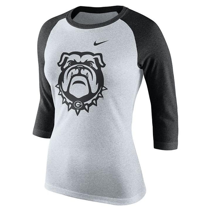 Women's Nike Georgia Bulldogs Oatmeal Raglan Tee, Size: Medium, Natural