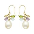 14k Gold Gemstone Briolette & Freshwater Cultured Pearl Drop Earrings, Women's, Multicolor