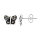 Silver Luxuries Marcasite Butterfly Stud Earrings, Women's, Grey