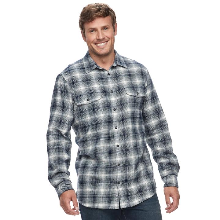 Big & Tall Sonoma Goods For Life&trade; Slim-fit Supersoft Flannel Button-down Shirt, Men's, Size: 4xl Tall, Light Grey