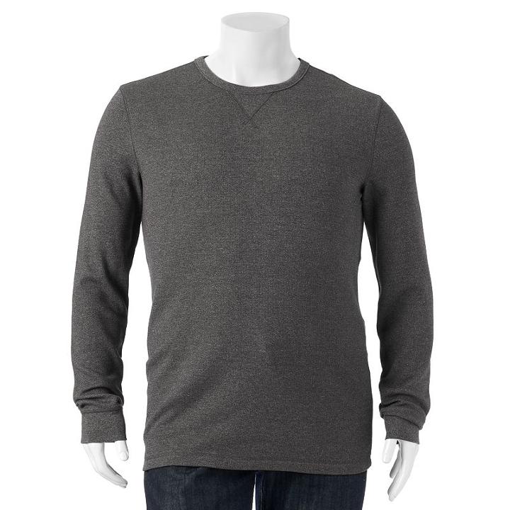 Big & Tall Sonoma Goods For Life&trade; Classic-fit Thermal Crewneck Tee, Men's, Size: 3xl Tall, Dark Grey