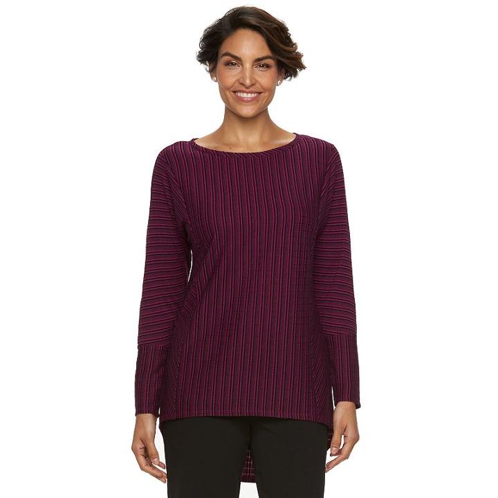 Women's Dana Buchman Striped Jacquard Scoopneck Top, Size: Large, Dark Pink