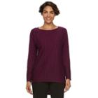 Women's Dana Buchman Striped Jacquard Scoopneck Top, Size: Large, Dark Pink