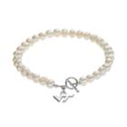 Dayna U Virginia Tech Hokies Sterling Silver Freshwater Cultured Pearl Toggle Bracelet, Women's, Size: 8, White