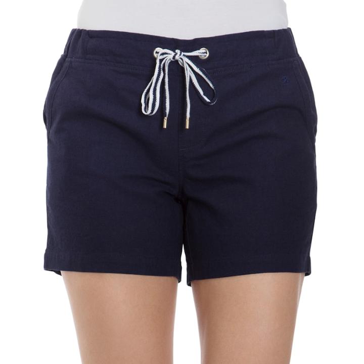 Women's Izod Pull-on Linen Shorts, Size: Medium, Blue (navy)
