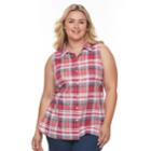 Plus Size Women's Croft & Barrow&reg; Button-front Sleeveless Shirt, Size: 1xl, Med Red