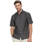 Men's Havanera Embroidered Linen-blend Button-down Shirt, Size: Large, Dark Grey
